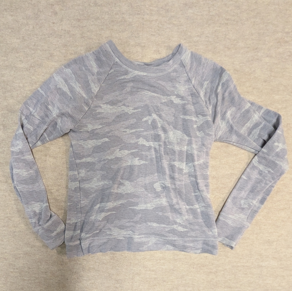 Athleta Girl Gray Camouflage Work Out Athletic Teen Crossback Sweatshirt XL/14